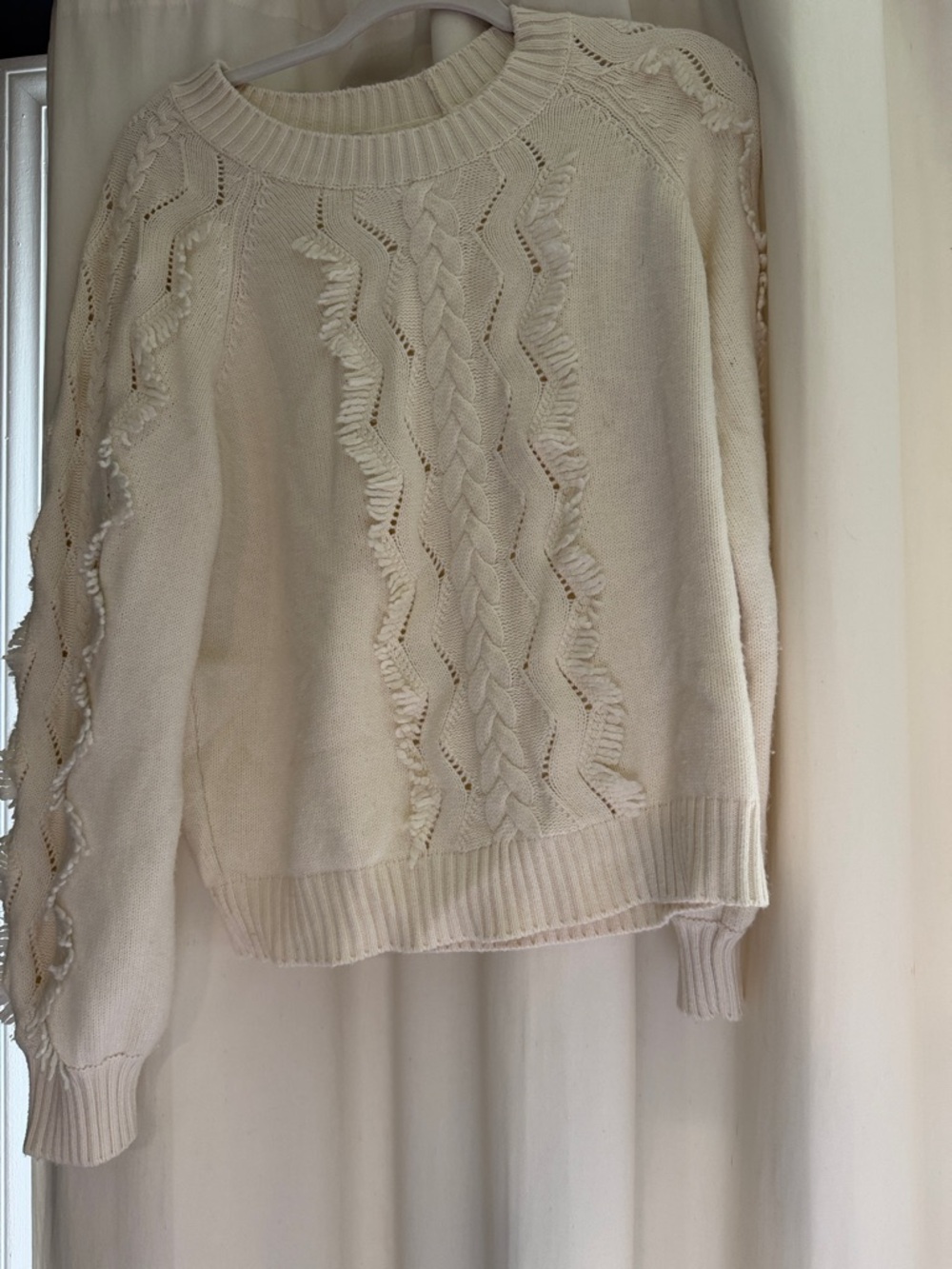 Rails Cream Cable & Openwork Crewneck Sweater